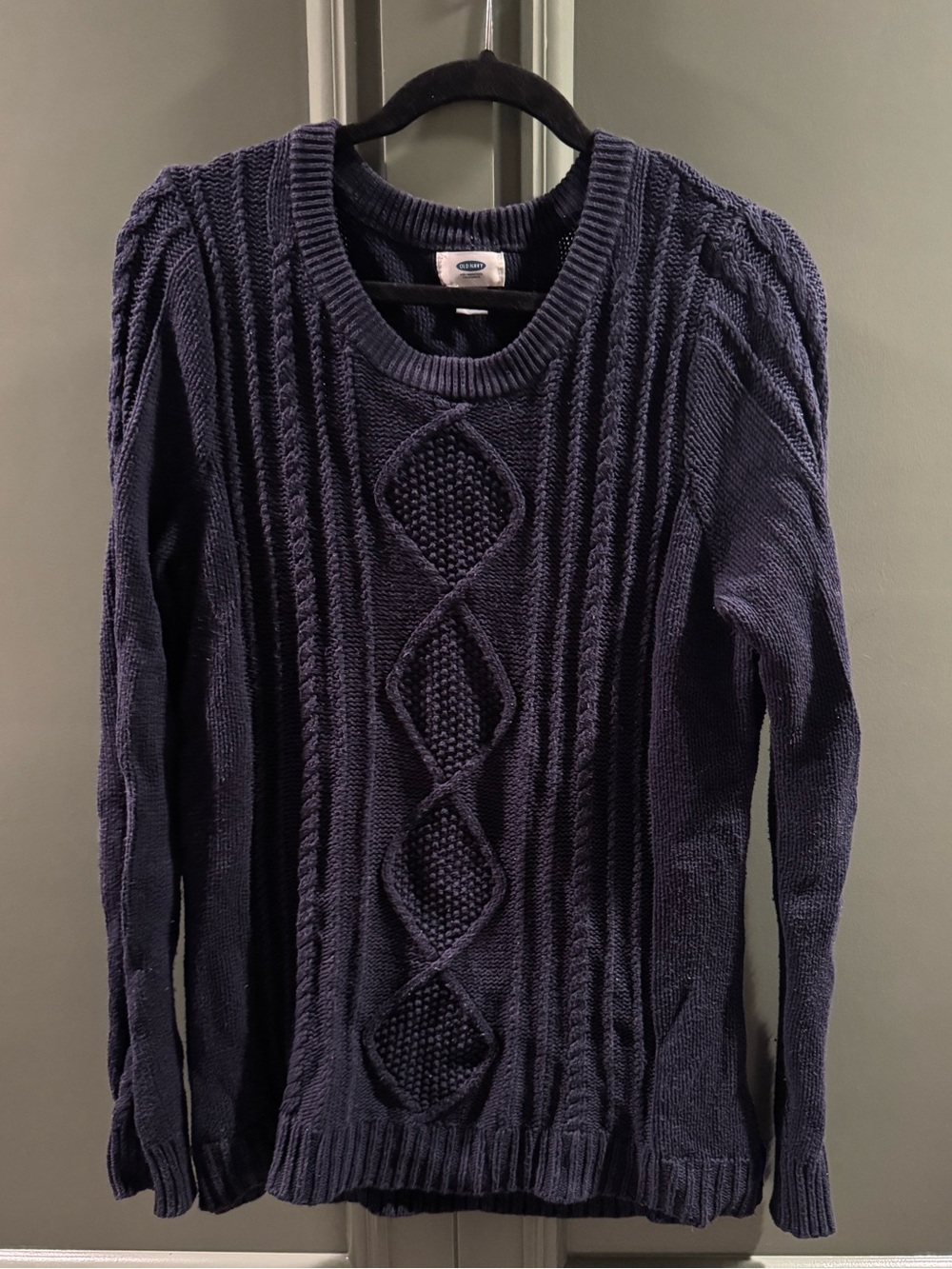 Old Navy Navy Cable Crewneck Sweater